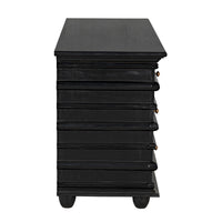 Ascona 6-drawer chest in hand-rubbed black mahogany with coordinating hardware.
