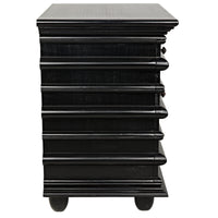 Ascona Hand Rubbed Black mahogany side table with three drawers and coordinating hardware.