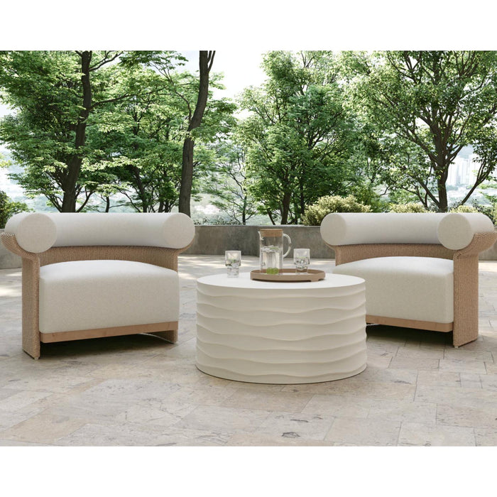 Asos Natural Wicker & Cream Upholstered Lounge Chair - Outdoor Chair Side View | Bone & Brass