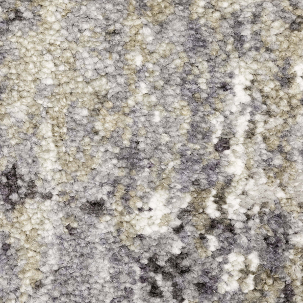 Close-up of an Aspen Grey, Charcoal & Ivory Contemporary Rug with a soft, abstract microfiber polyester texture.