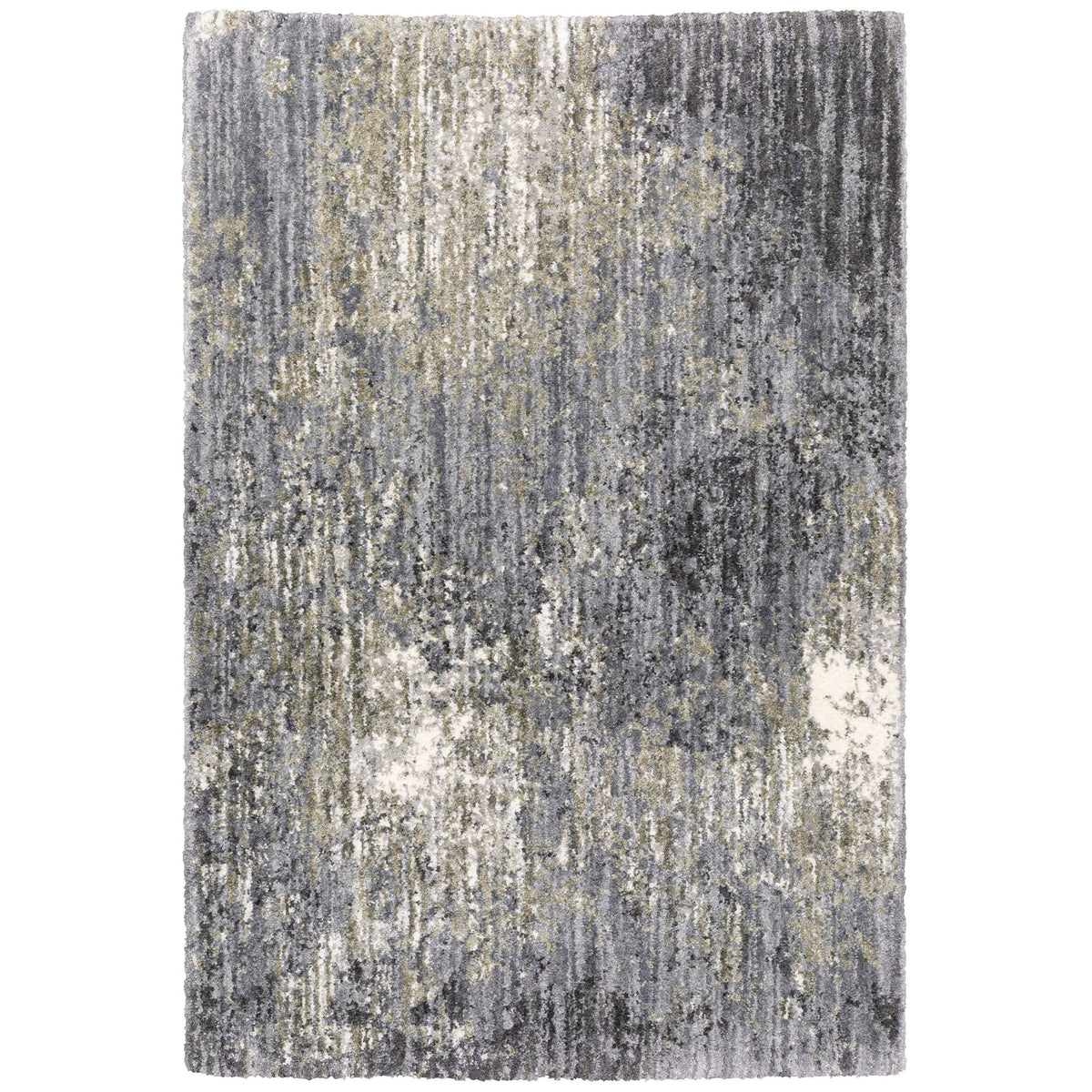 Aspen Grey, Charcoal & Ivory Contemporary Rug with abstract blue and gray microfiber polyester design.