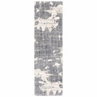 Aspen Grey & Ivory Contemporary Rug, super soft space dyed microfiber polyester with modern blue and gray textured pattern.