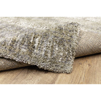 Aspen Grey & Ivory Contemporary Striped Rug, super soft space-dyed microfiber polyester with textured pattern.