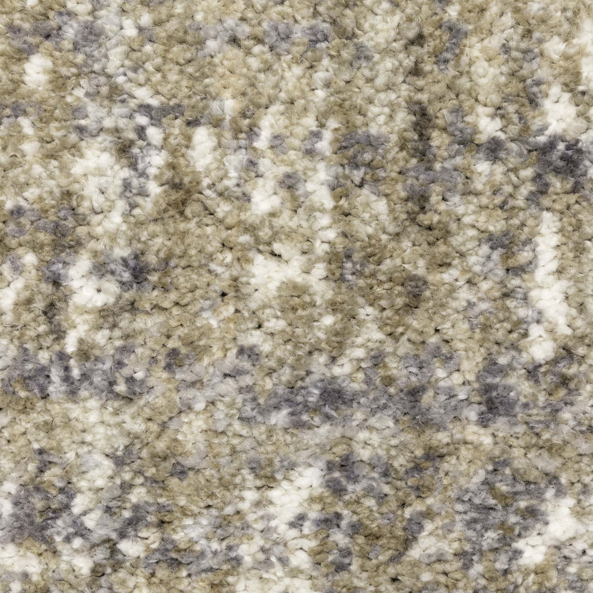 Close-up of a soft, textured Aspen Grey & Ivory Contemporary Striped Rug made from space-dyed microfiber polyester.
