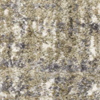 Close-up of a soft, textured Aspen Grey & Ivory Contemporary Striped Rug made from space-dyed microfiber polyester.