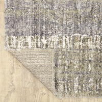 Aspen Grey & Ivory Contemporary Striped Rug, super soft space dyed microfiber polyester with textured blue and gray pattern.
