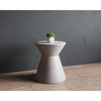 Astley White Concrete Hourglass Side Table - Table Side View | Bone & Brass