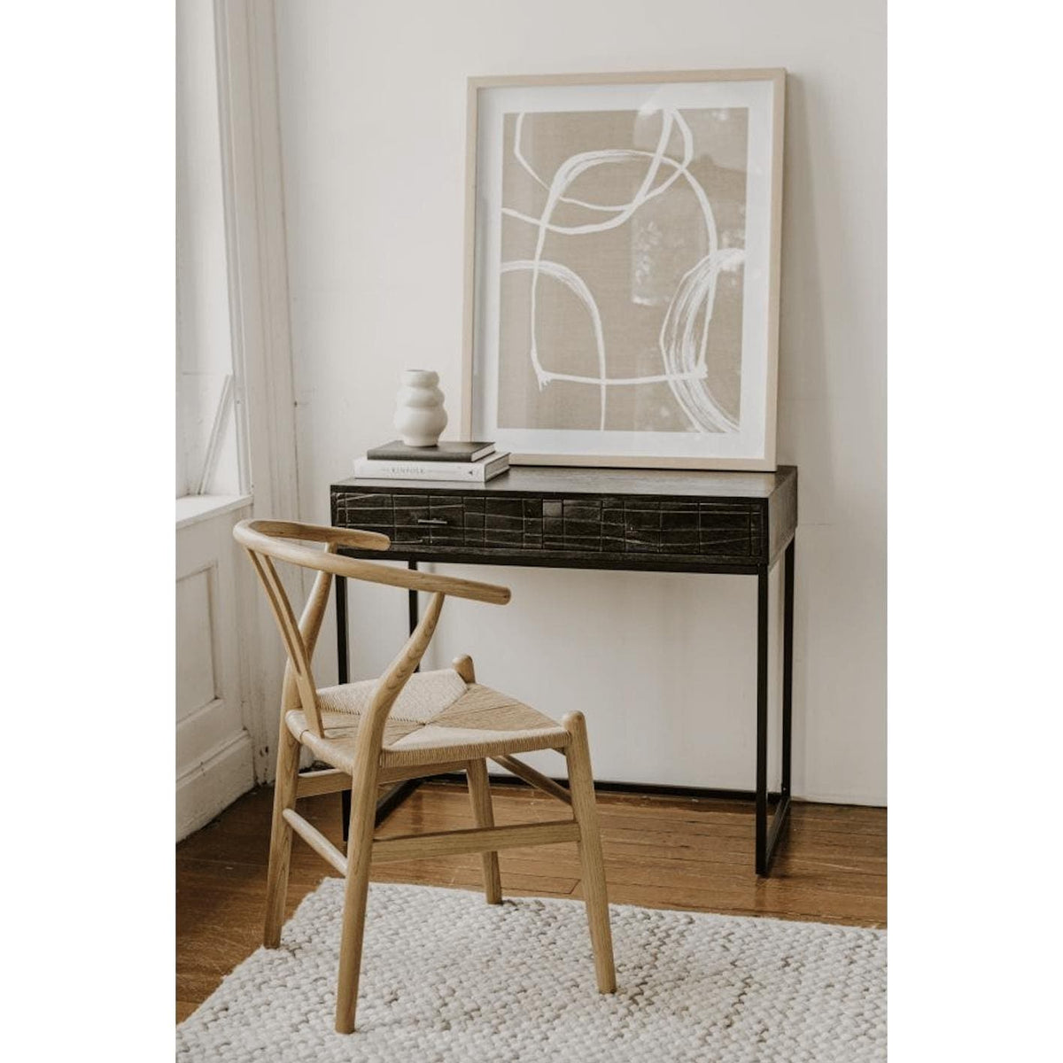 Atelier Small Black Desk - Desk Side View | Bone & Brass