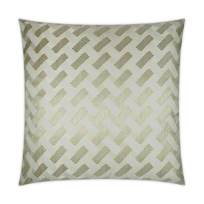 Atlantic Throw Pillow Ivory & Pewter, a 24" square decorative pillow with a geometric chevron pattern.