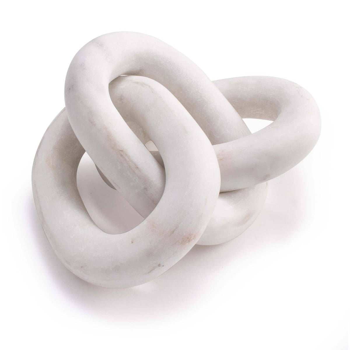 White Atlas Marble Chain accent piece, 13.5" wide, featuring three interlocked, smooth, organic links.