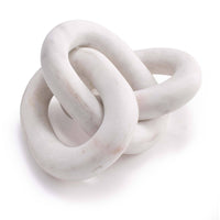 White Atlas Marble Chain accent piece, 13.5" wide, featuring three interlocked, smooth, organic links.