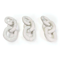 White Atlas Marble Chain accent piece, 13.5" wide, featuring three interlocked links.