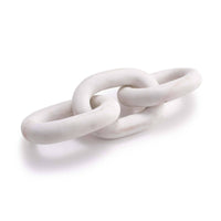 Atlas white marble chain accent piece, 13.5" wide, with three interlocking links.