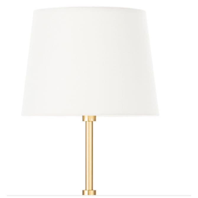 Auburn Gold Leaf Crystal Buffet Lamp with a tall, slender gold leaf body, crystal accents, and a crisp white linen shade.