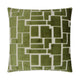 24" green and beige geometric throw pillow with a tailored finish and plush feather down insert.
