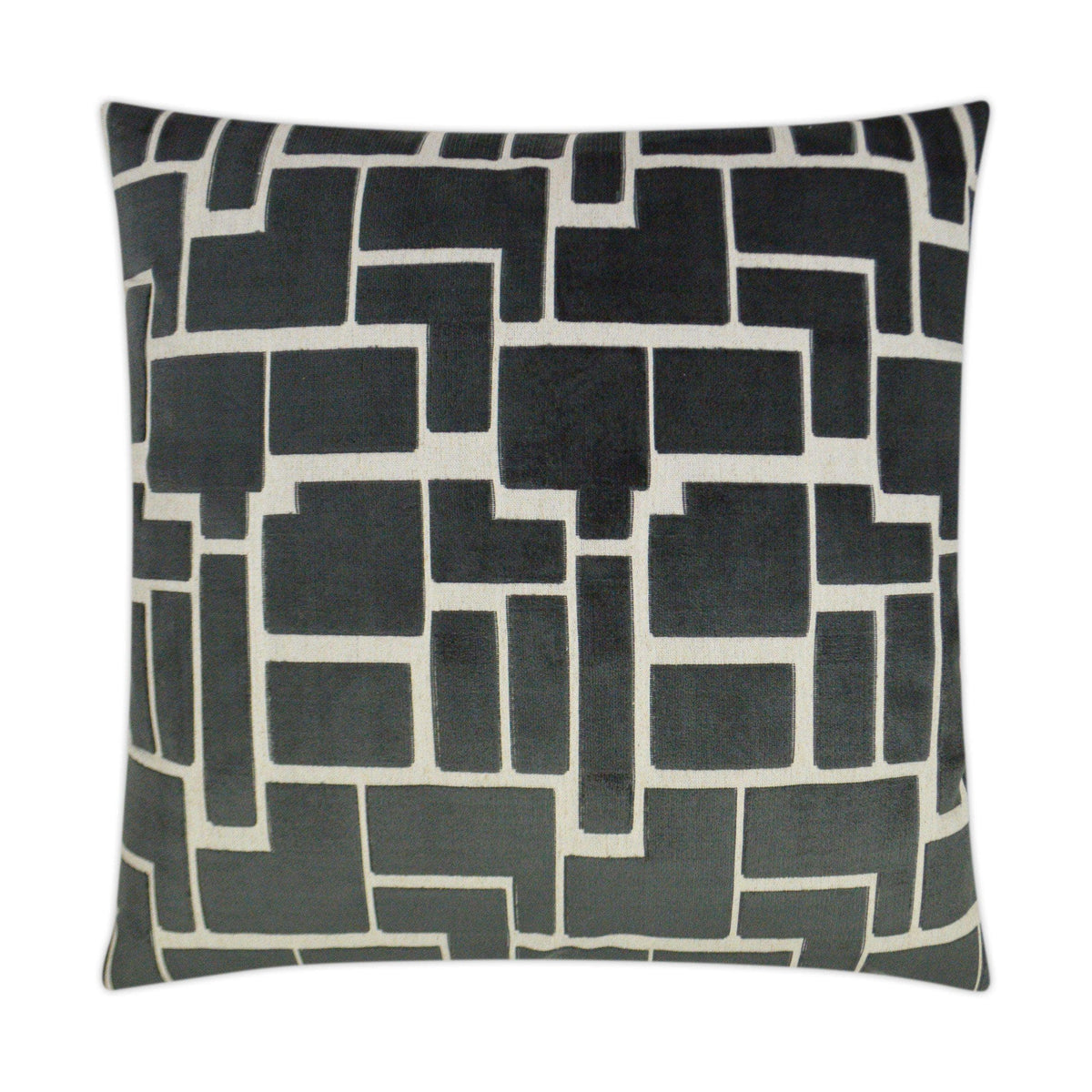 Luxury Aura Geometric Throw Pillow, 24"x24", with a dark gray and off-white abstract pattern.