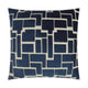 Aura 24" navy blue and beige geometric throw pillow with a tailored finish.