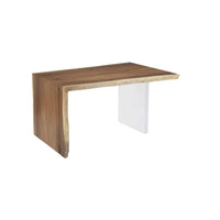 Austin Natural Wood Acrylic Leg Desk - Desk Surface Detail | Bone & Brass