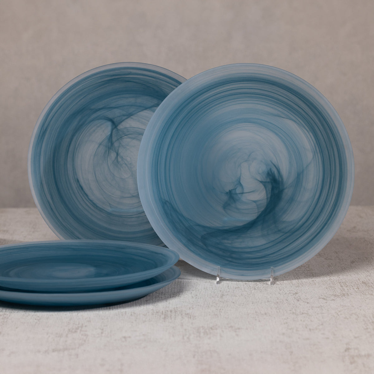 Azur Alabaster Glass Dinner Plates, Set 4 - Plate Side View | Bone & Brass