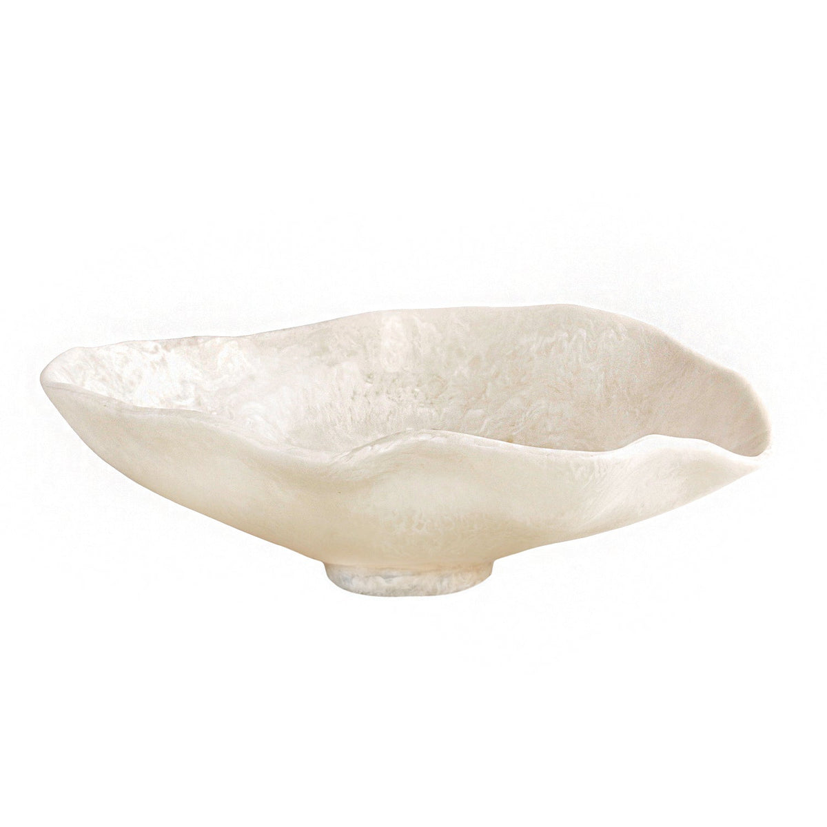 Resin Alabaster Large Oval Bowl White Swirl | Bone & Brass