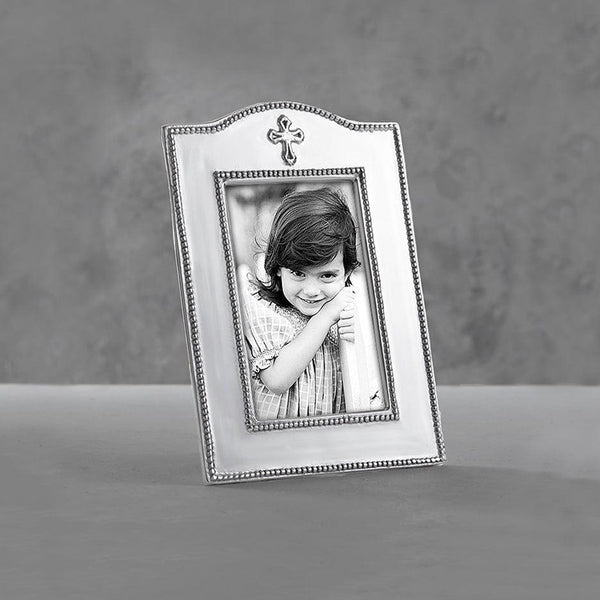 Baby Cross 4 x 6 Silver Picture Frame - Frame Detail | Bone & Brass