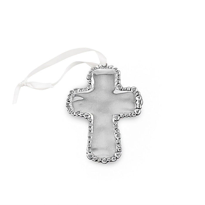 Baby Organic Silver Pearl Cross Ornament | Bone & Brass