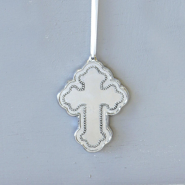 Baby Pearl Cross Ornament - Detail View | Bone & Brass