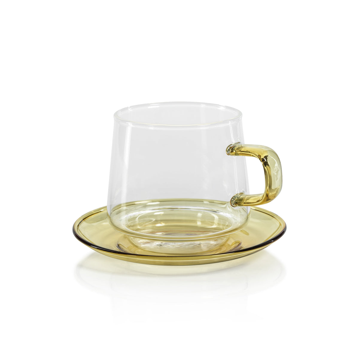 Bagliano Yellow Glass Tea & Coffee Cups & Saucers, Set of 4 | Bone & Brass
