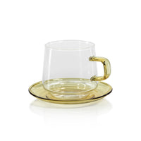 Bagliano Yellow Glass Tea & Coffee Cups & Saucers, Set of 4 | Bone & Brass
