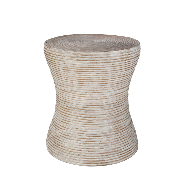 Balinese Rattan & White Accent Table | Bone & Brass