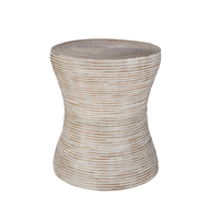 Balinese Rattan & White Accent Table | Bone & Brass
