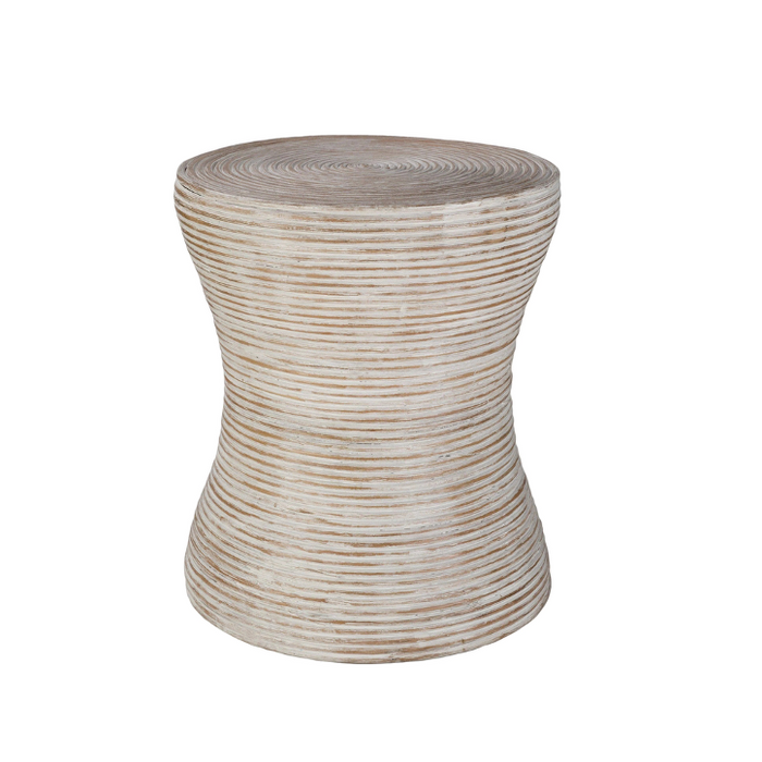 Balinese Rattan & White Accent Table | Bone & Brass