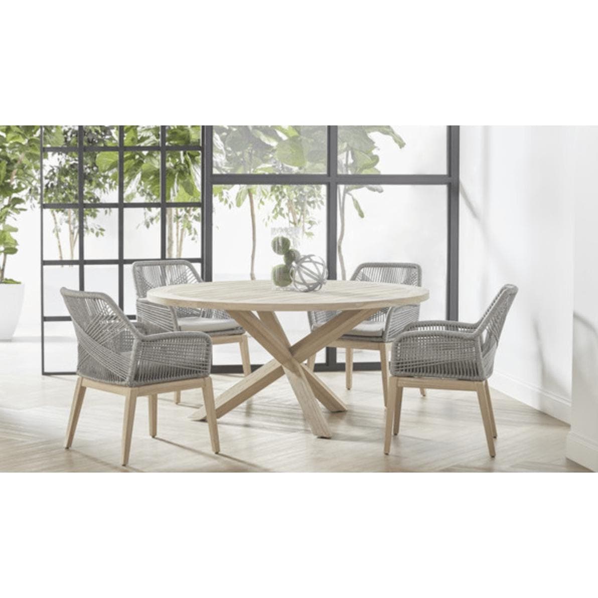 Bally Teak Outdoor Dining Table Lazy Susan - Table Top View | Bone & Brass