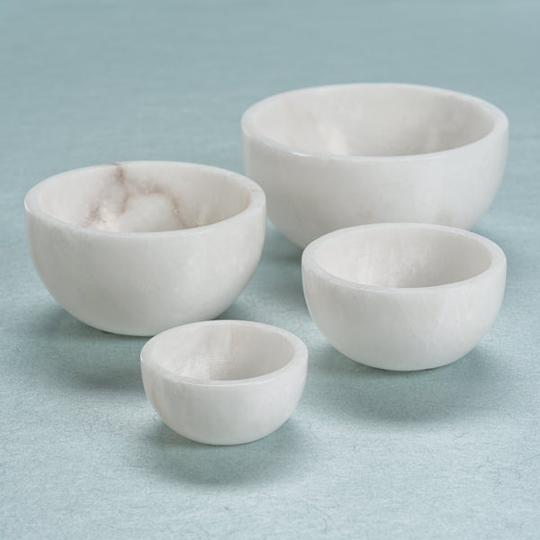 Baltic Medium White Alabaster Bowls, Set 2 - Bowl Detail | Bone & Brass