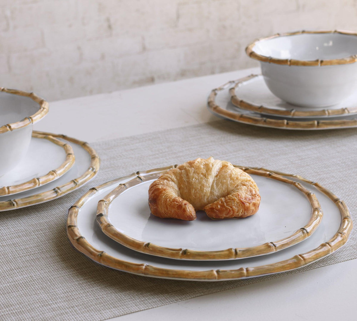 Vida White & Natural Bamboo 11" Dinner Plate Set of 4