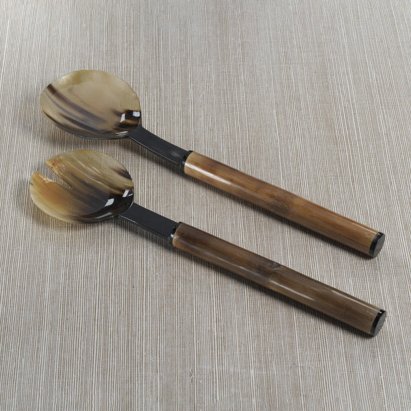 Bamboo Horn Server Set - Set Detail | Bone & Brass