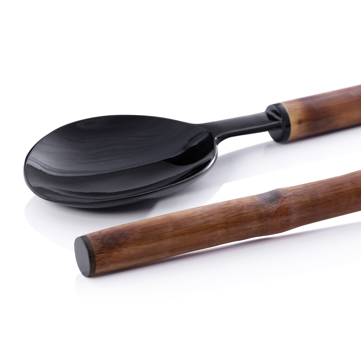 Bamboo Horn Server Set - Handle Detail | Bone & Brass