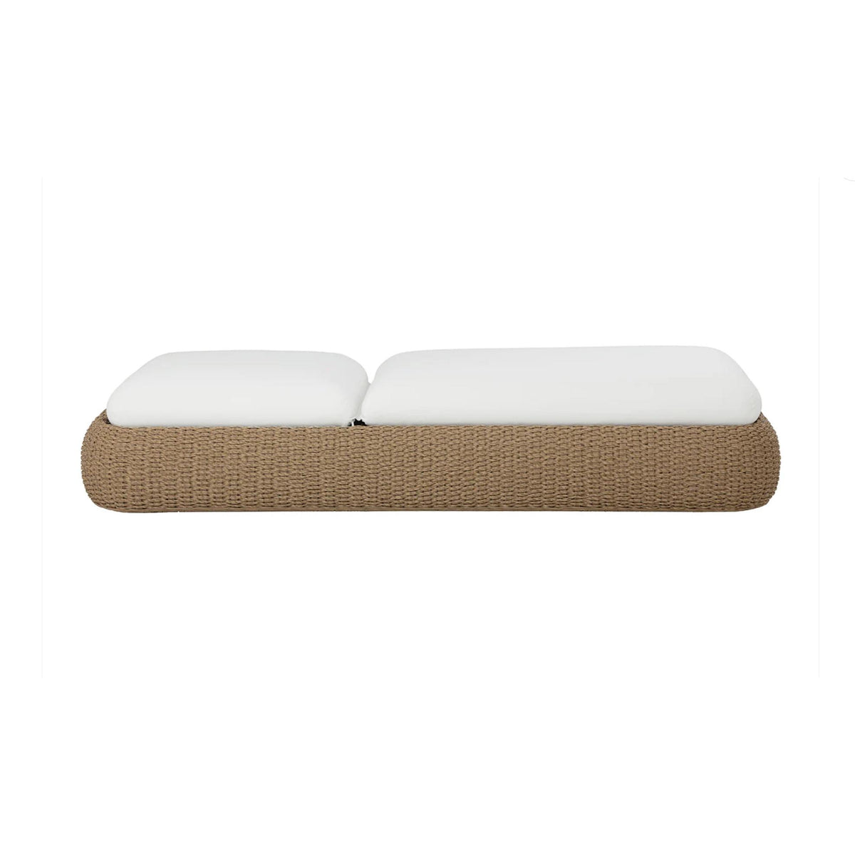 Barcelona Natural Wicker & White Upholstery Lounger - Sunlounger Side View | Bone & Brass