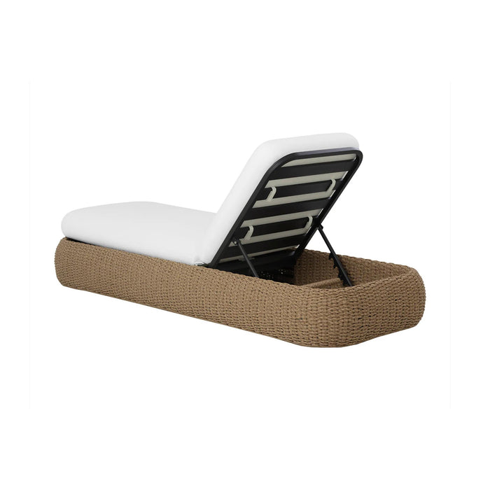 Barcelona Natural Wicker & White Upholstery Lounger - Sunlounger Detail | Bone & Brass