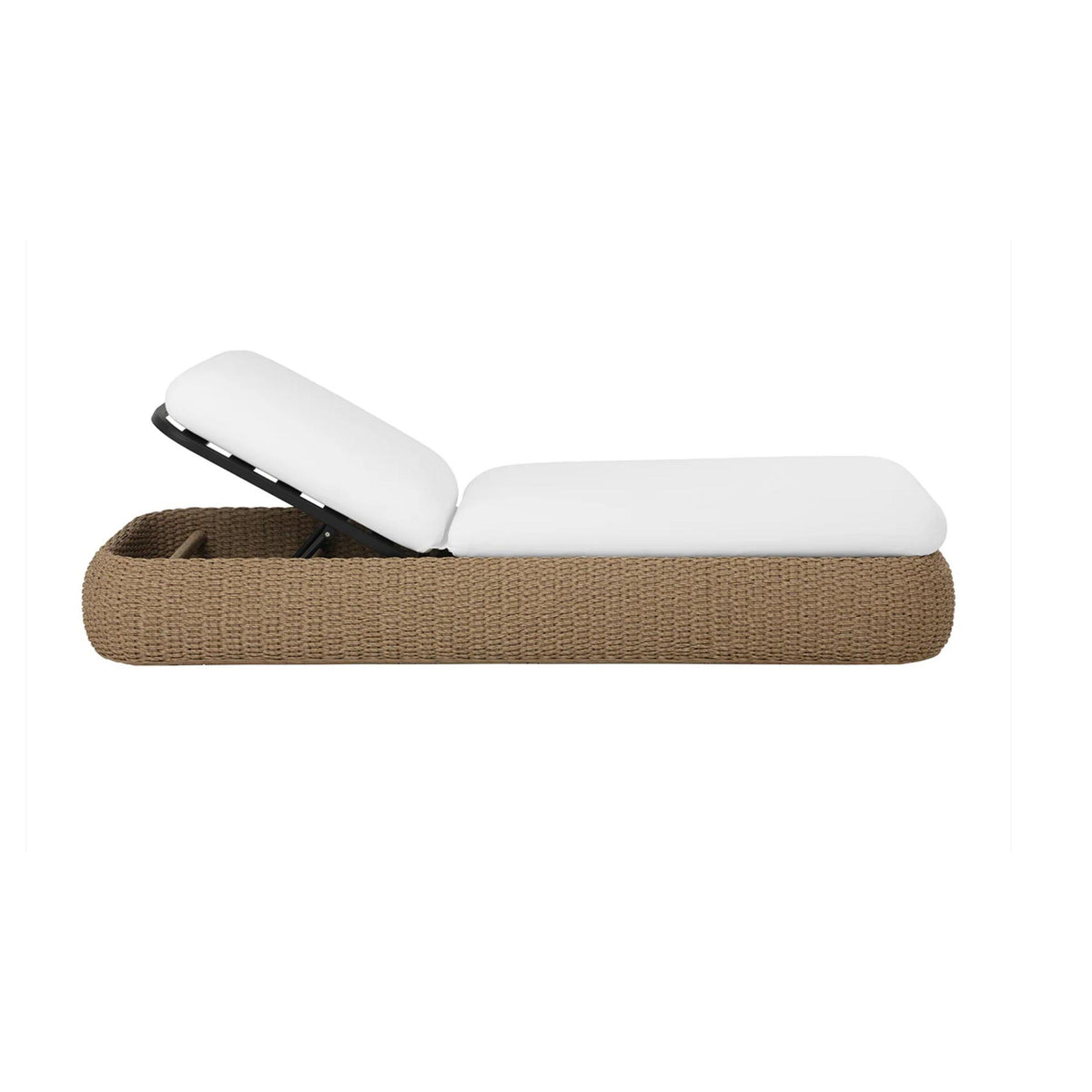 Barcelona Natural Wicker & White Upholstery Lounger - Sunlounger Cushion | Bone & Brass