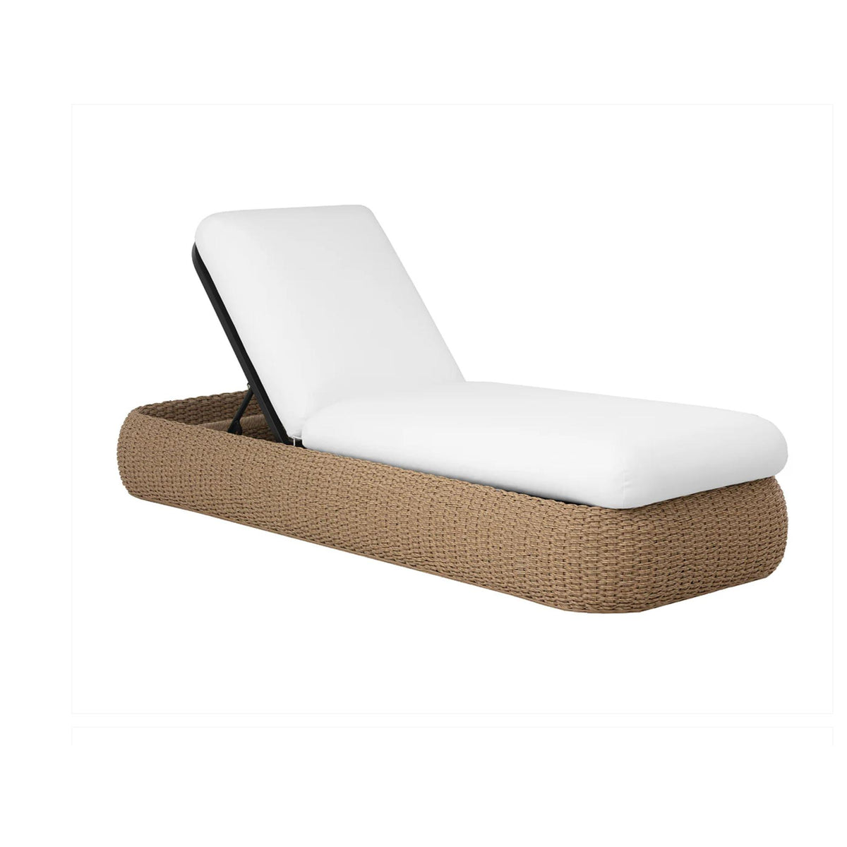 Barcelona Natural Wicker & White Upholstery Lounger | Bone & Brass