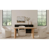 Barlow Rolling Dining Chair, White Mist - Chair Side View | Bone & Brass