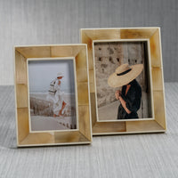 Bastia Natural Horn & Bone Photo Frame - Frame Side View | Bone & Brass