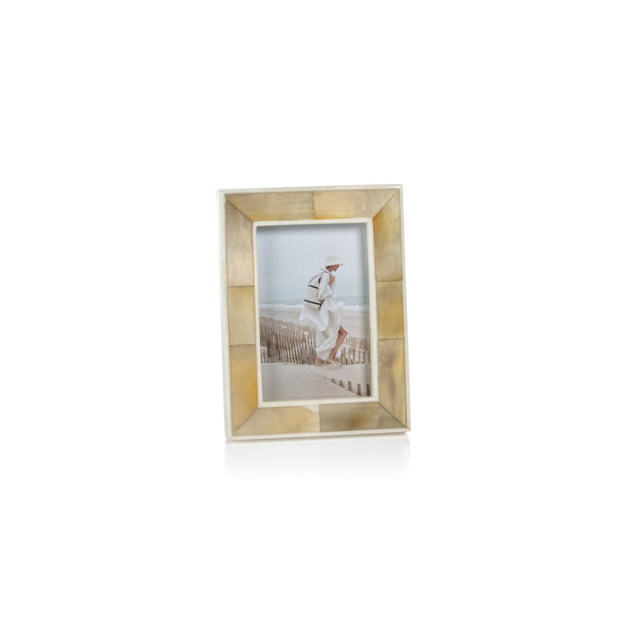 Bastia Natural Horn & Bone Photo Frame - Frame Corner Detail | Bone & Brass