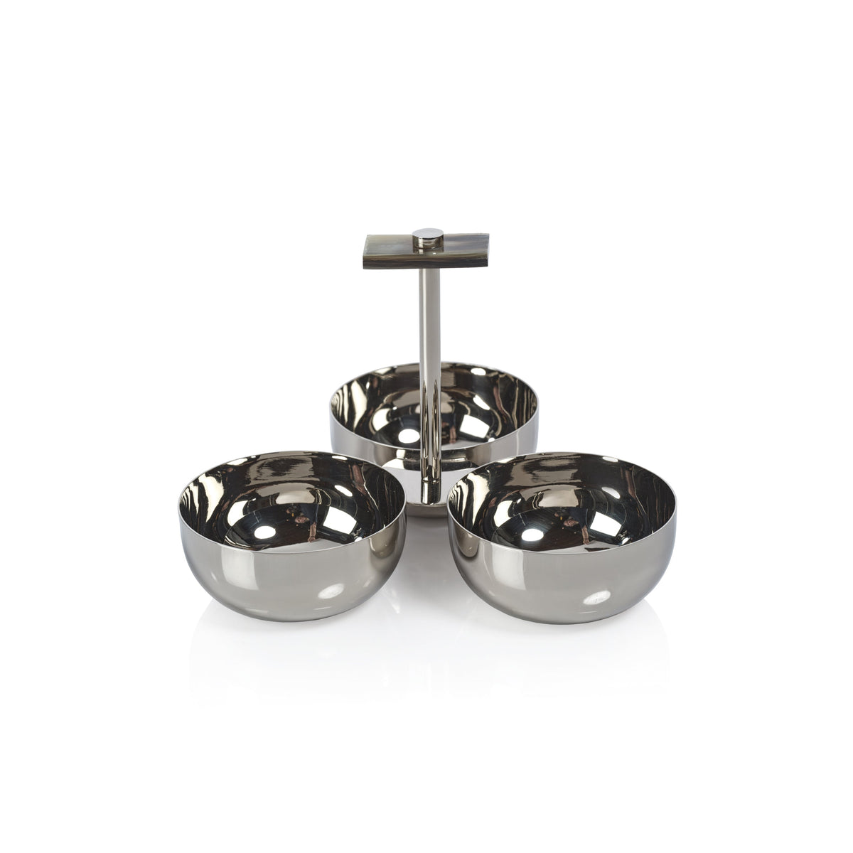 Bayeux Serving Condiment Set with Horn Trim - Dish Side View | Bone & Brass