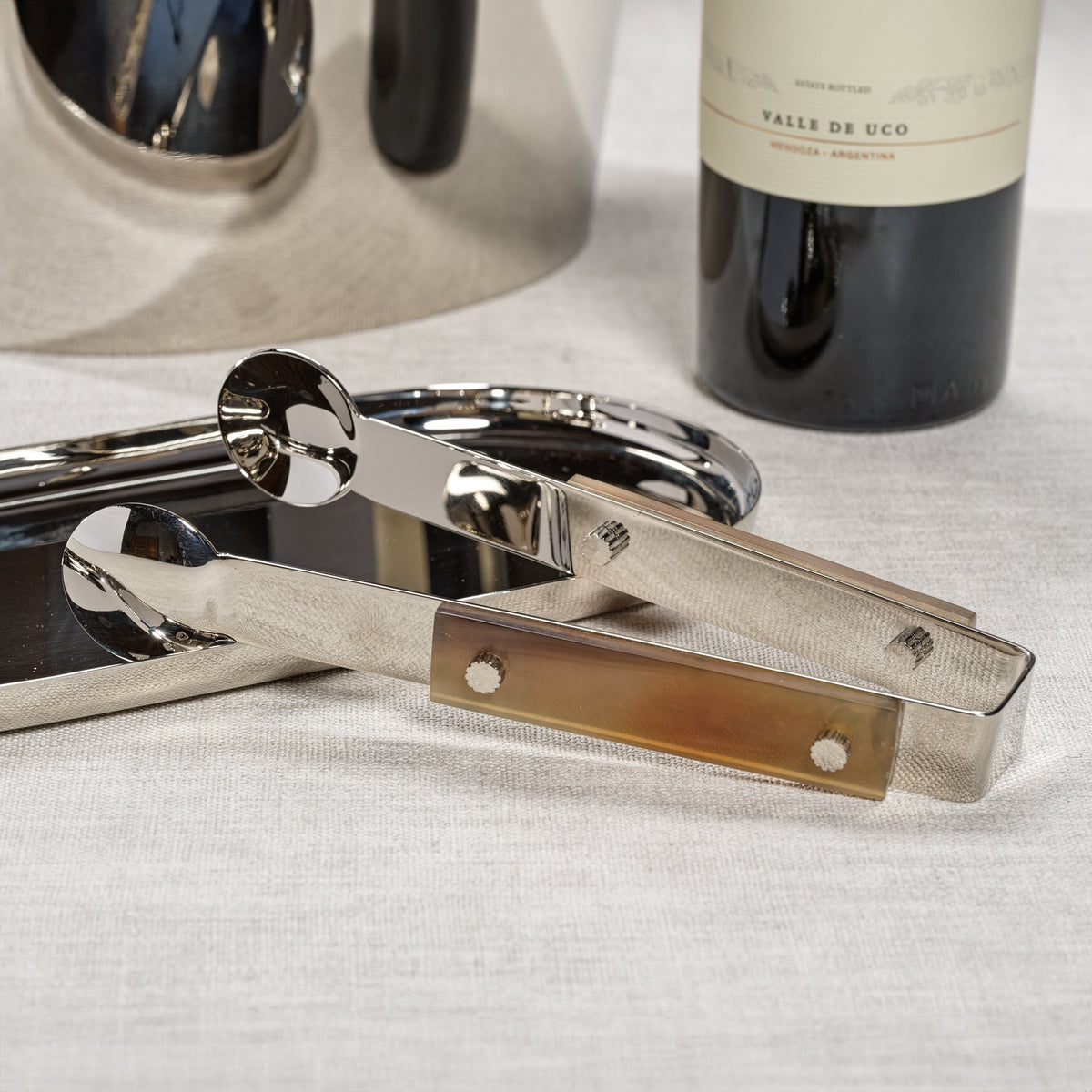 Bayeux Steel Ice Tong Horn Trim - Bar Set Detail | Bone & Brass