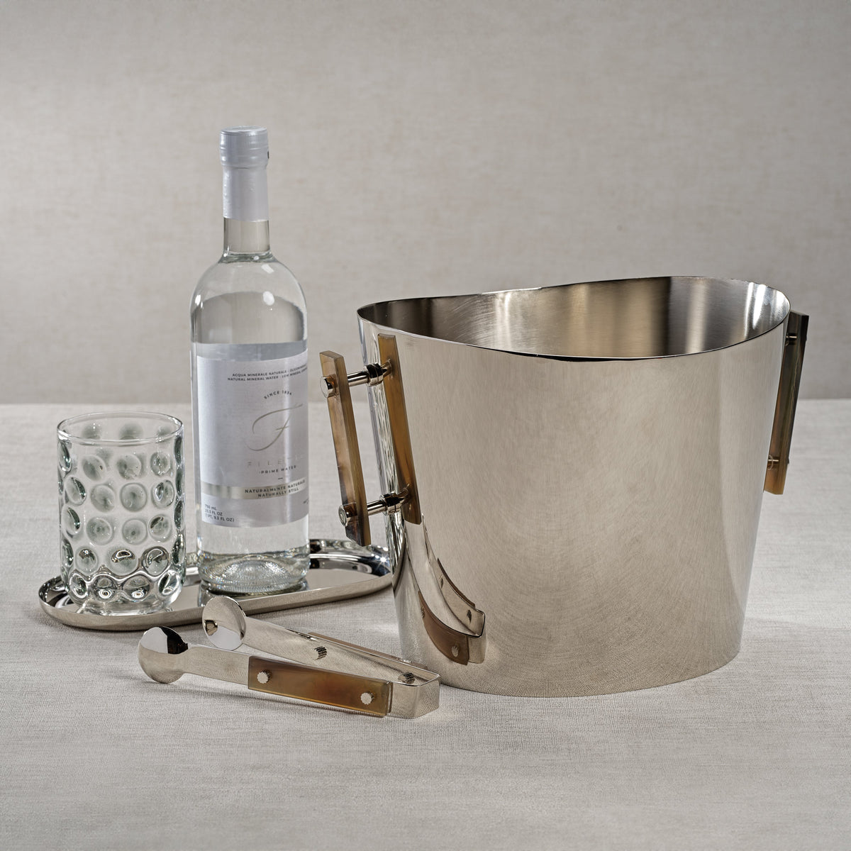 Bayeux Steel Ice Tong Horn Trim - Set Side View | Bone & Brass