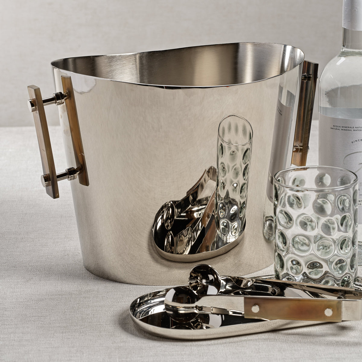 Bayeux Wine Cooler / Ice Bucket Horn Handles - Ice Bucket Side View | Bone & Brass