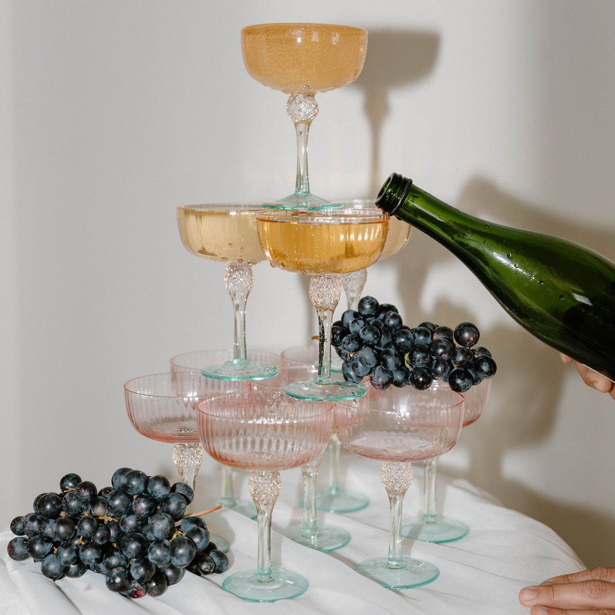 Glass Aquarelle Coupe Set 4 (Multi) - Glass View | Bone & Brass