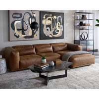 Beau Lucia Tobacco Leather Sectional w/ Chaise - Sectional Side View | Bone & Brass